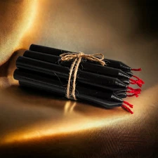 Small (4") RED Wick Black Candles, "SAMURAI" Candles, 100% Beeswax, Limited edit