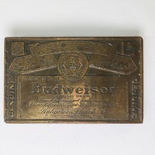 Vintage Budweiser Brass Belt Buckle 4" X 2.5" Bergamot A-168 Official Reproduced