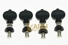 Set of 4 Nickel w/ Black Buttons Ukulele Tuners Tuning Keys Pegs Machine Heads