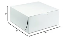 [ 75 Pack ] White Bakery Pastry Boxes - 9 x 9 x 4 Inches