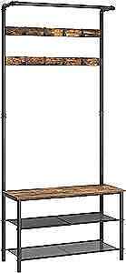  Pipe-Style Coat Rack, Hall Tree with Bench and Shoe Storage, Entryway Bench  - Afbeelding 1 van 8