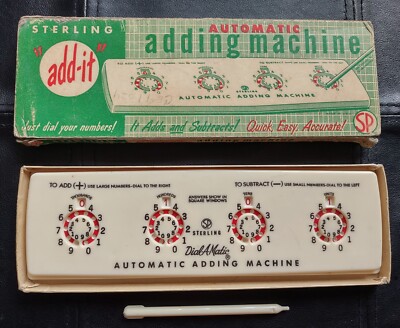 Vintage Sterling Add-it Automatic Adding Machine with Stylus and ...