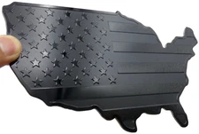 7" x 4" 3D Aluminum American Flag US Map Emblem Decal Sticker for Trucks, Cars