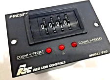 Red Lion Controls 4 Digit Electronic Panel Mount Counter -- Model 680 -Nice! 12V