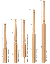 Colonial Style Rail Newel Post Poplar Set Wooden Pin Top 4010-4011-4012