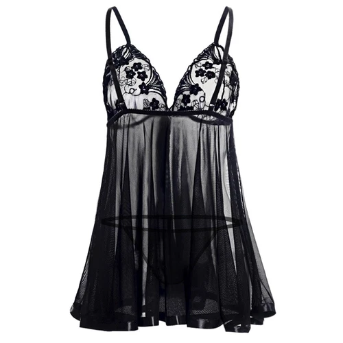 Womens Sexy Lingerie Sleepwear Nightwear Underwear Teddy Babydoll Lace Dress Set - Foto 12 di 69