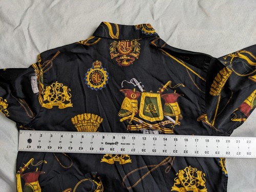 Lauren Ralph Lauren Top Black Equestrian Royal Crest Button Shirt Womens Size M - Picture 8 of 10