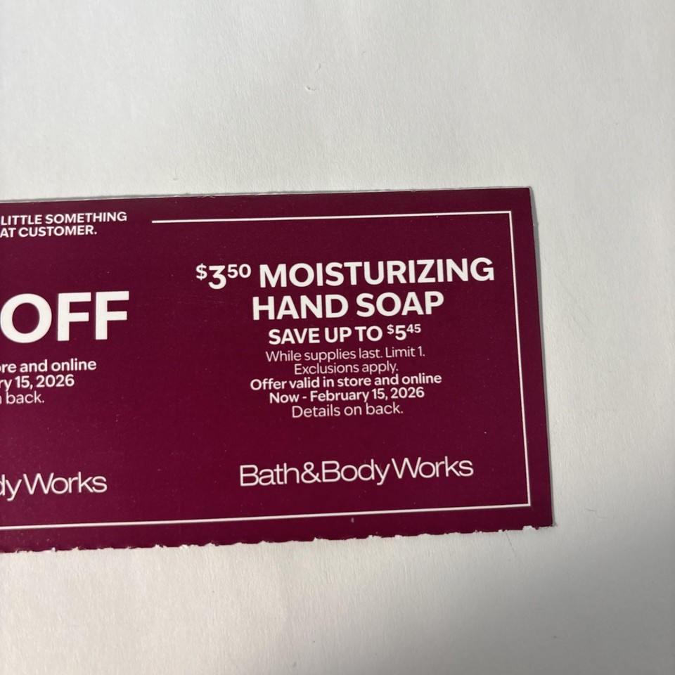 Bath & Body Works Coupons 20% off Exp Feb 15, 2026 | eBay