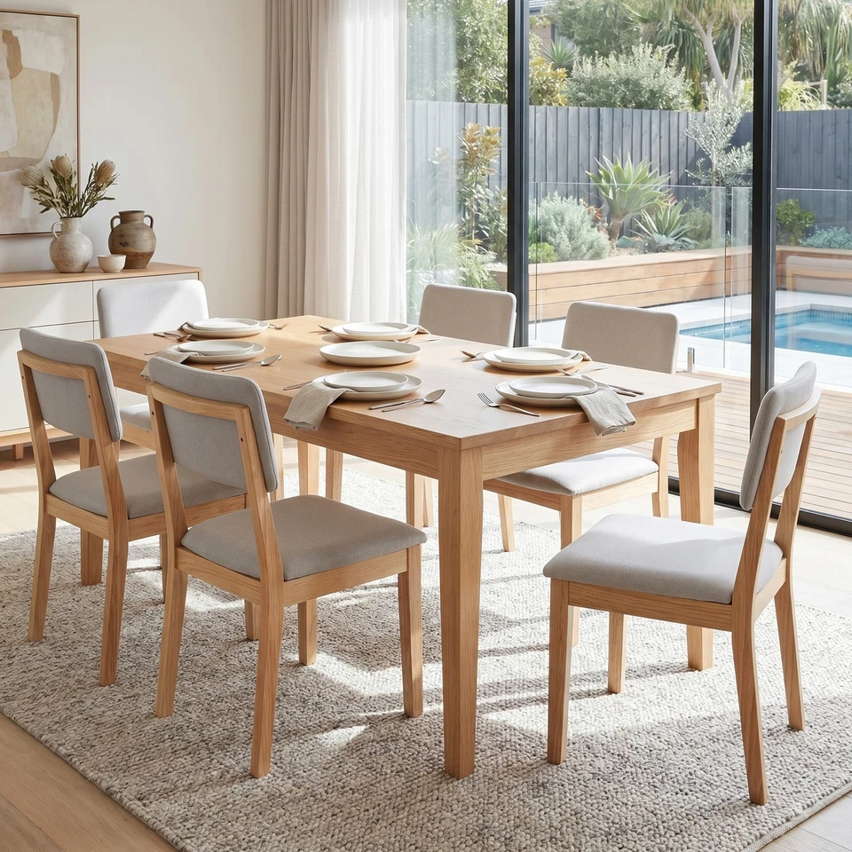 Levede 6x Dining Chair Solid Wood Lounge Seat Back Upholstered Linen Padded