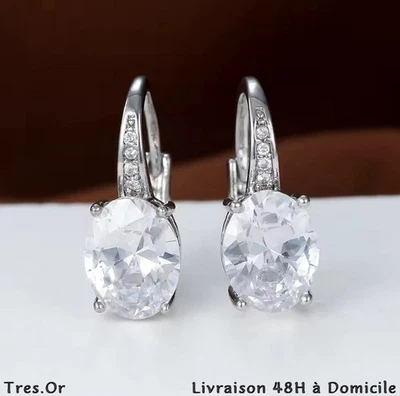 Boucles d'Oreille CRISTAL TRANSPARENT & STRASS SERTIS ARGENTÉ Neuf Livré 48H - Photo 1/4