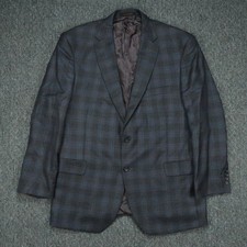 Jos A Bank Blazer Mens 46 Gray Blue Reserve Granada Plaid Wool Silk Sport Coat