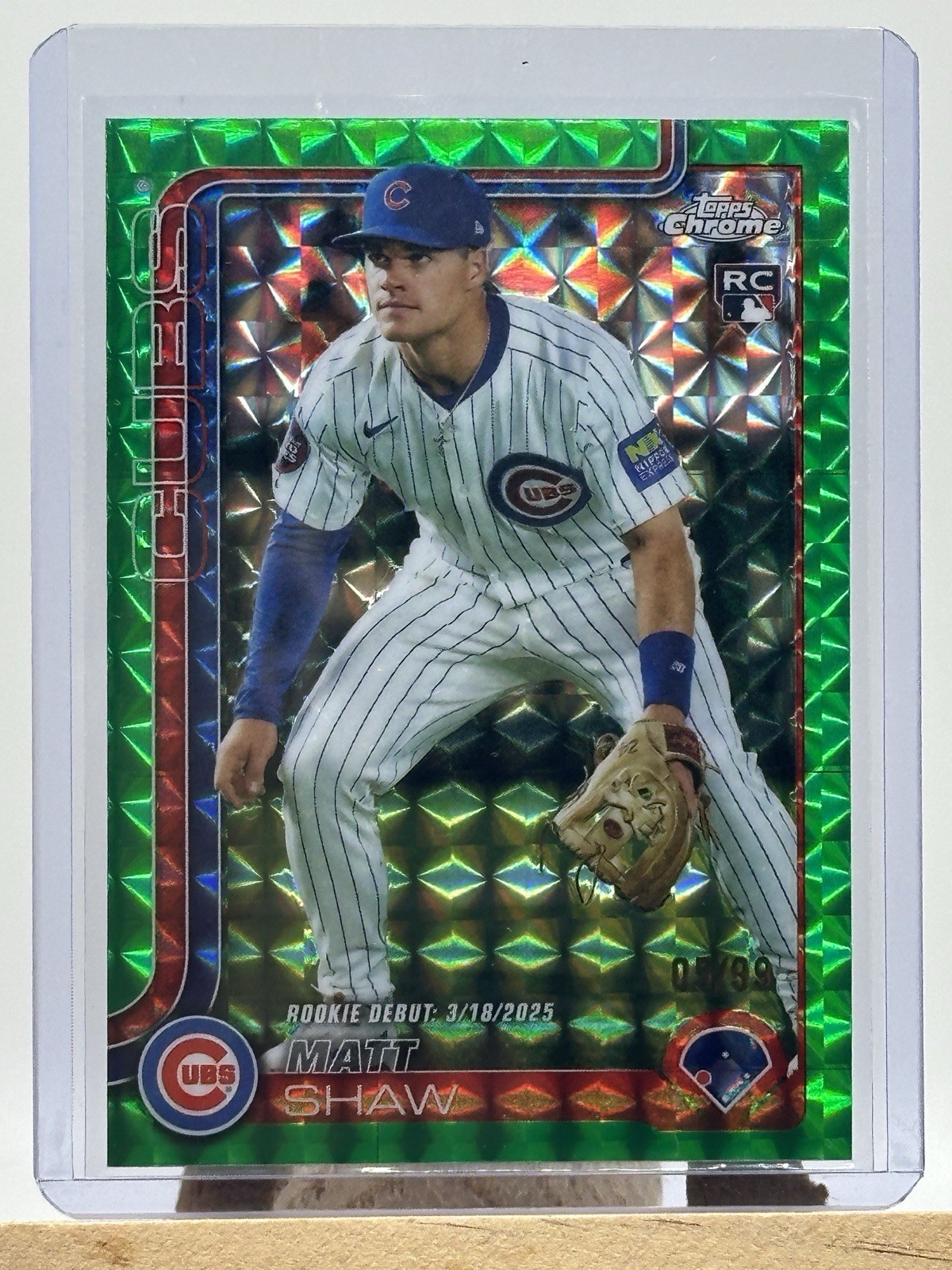 ☕️2025 TOPPS CHROME UPDATE BASEBALL DEBUT GREEN GEOMETRIC /99 RC MATT SHAW