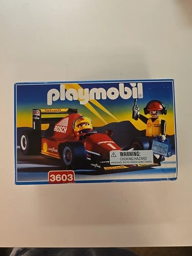 Playmobil 3603 Formula 1 Race Car Shell Bosch Vintage F1 Set w/ Driver  NIB