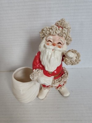Napco Spaghetti Trim Santa Claus with Sack Planter Ceramic Vintage