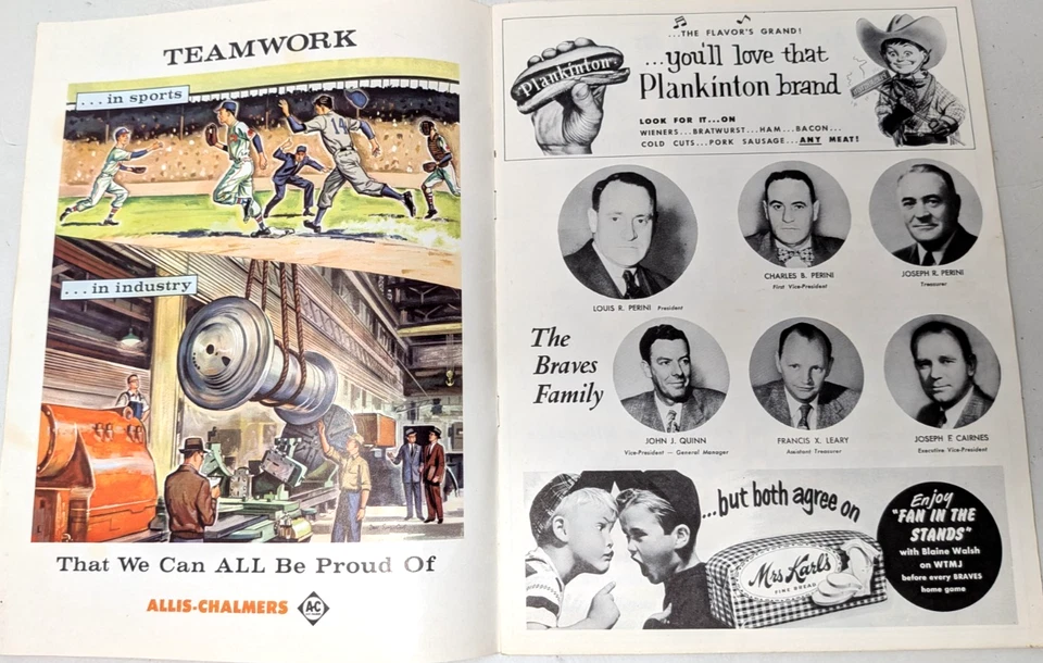 Vintage 1956 Milwaukee Braves vs Chicago Cubs MLB Baseball Score Card Program - Image 3 of 4