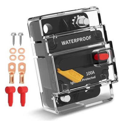 100 Amp Circuit Breaker with Manual Reset, Waterproof 12V-48V DC Breaker for ...