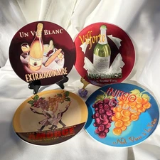 Set of 4 Pottery Barn Wine Bar Cocktail Snack Appetizer Plates 8.25"