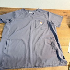 Carhartt Shirt Mens Large Modern Fit Force Scrub Top Work Pocket Pewter