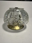 Vintage 1950s Mid-Century Cut Crystal Brass Ceiling Light Fixture UL Union Made