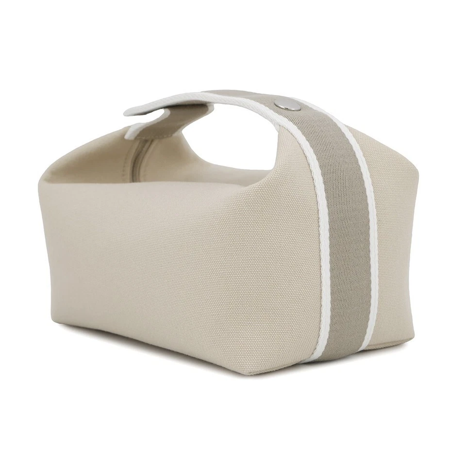 Bolso Hermes Birkin Negro PM Beige Plata Herrajes Lona HERMES Artículo Pequeño Foto 2 de 4