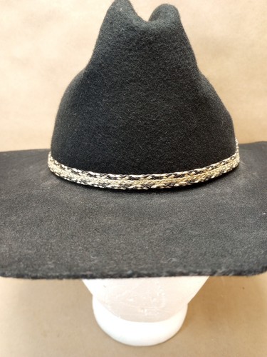 Vintage MHT Cowboy Hat Size 7 Black Western wool USA Master Hatters Of Texas - Picture 2 of 13