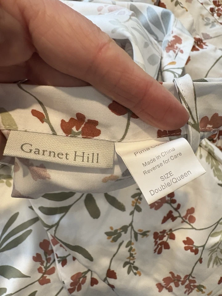 Garnet Hill Full Queen Adele Pima Duvet Cover Set 4 Piece Pillowcases Sham EUC - Image 2 of 4