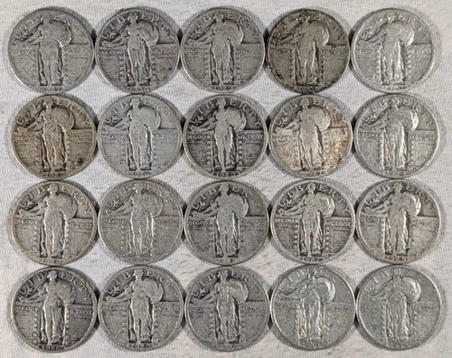 LOT OF 20 LIBERTY QUARTERS 90% SILVER COINS $5 FACE VALUE #69