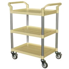 Dual-Handle Utility Cart With Lipped Plastic Shelves, Polypropylene