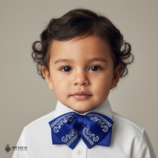 Blue Mexican Kids Embroidered Charro Mo o   Traditional Satin Baby Mariachi Bow