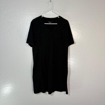 eileen fisher organic cotton t shirt dress Eileen Fisher T Shirt Dress Womens Large Black V-Neck Hemp Organic Cotton