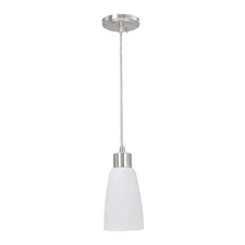 Aspen Creative Corporation 1-Light Chrome Mini Pendant Opal Frosted Glass Shade