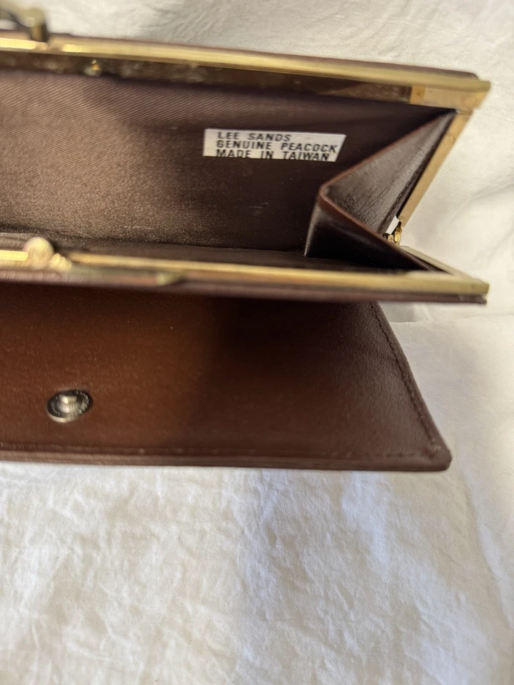 Cartera sin asas Lee Sands genuina pluma de pavo real de colección Foto 3 de 3