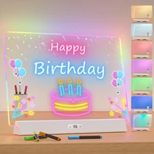LED Note Board with Colors, Rechargeable 17-Inch Doodle Glow 9-Mode Light Up ...