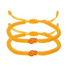 Matching Bracelets for Couple, 2pcs Red Yellow Knots Bracelets, Yellow