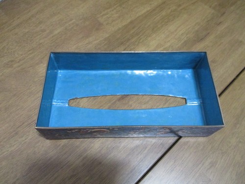 Cloisonné Blue Enamel Flowers & Birds Tissue Box Cover - Picture 6 of 13