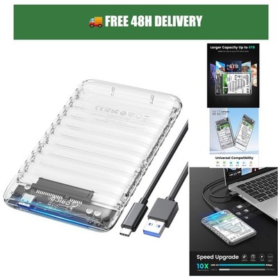 ORICO 2.5in SATA SSD HDD Enclosure USB-C 5Gbps Clear Case 6TB