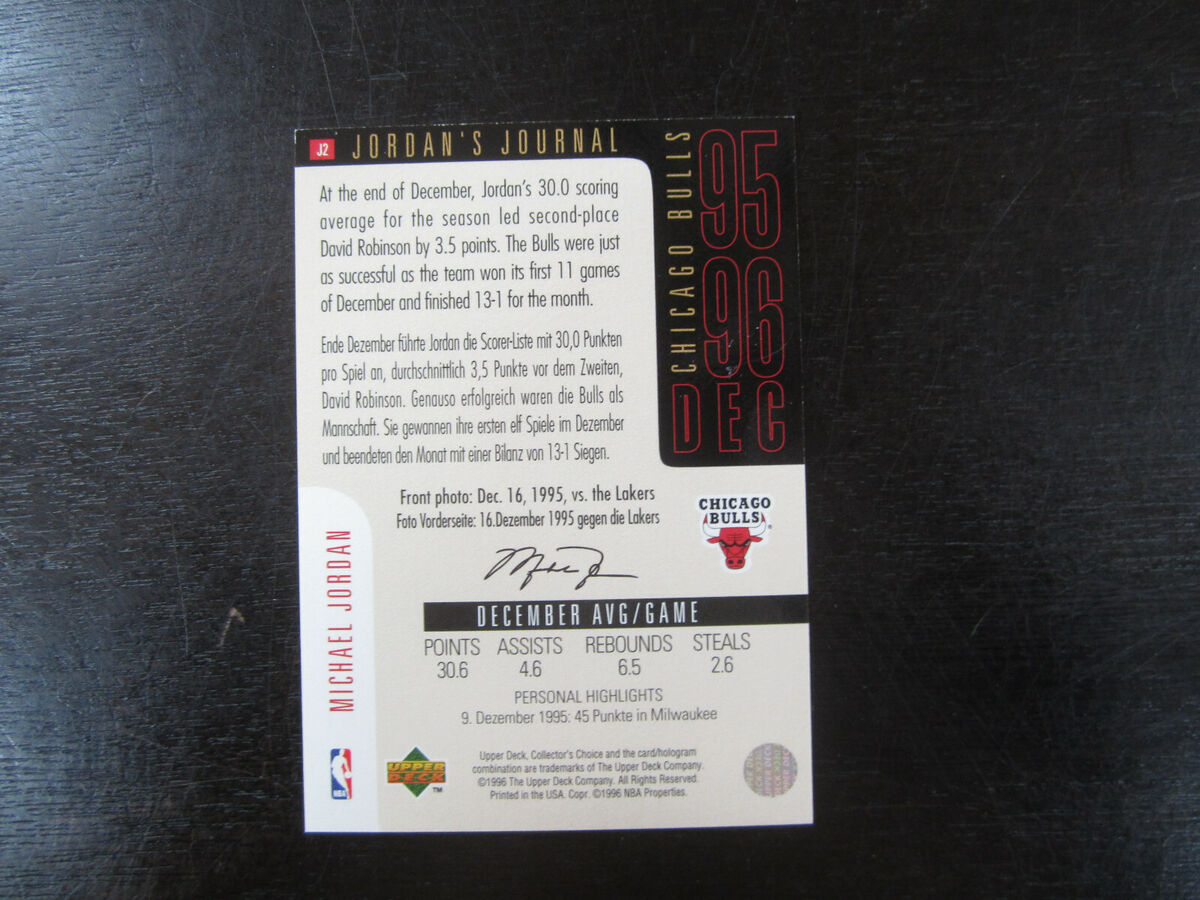 1995-96 Upper Deck Jordans Journal # J2 Michael Jordan Card 1995-96 Upper Deck Jordans Journal # J2 Michael Jordan Card