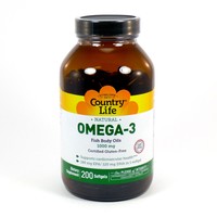 Omega-3 1000 Mg By Country Life - 200 Softgels Omega-3 1000 Mg By Country Life - 200 Softgels