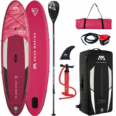 Aqua Marina Inflatable Coral SUP Damen Stand Up Paddle Board Paddleboard SET