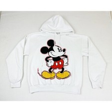 Vintage 90s Mickey Mouse Hoodie Disney Parks White Medium Cartoon