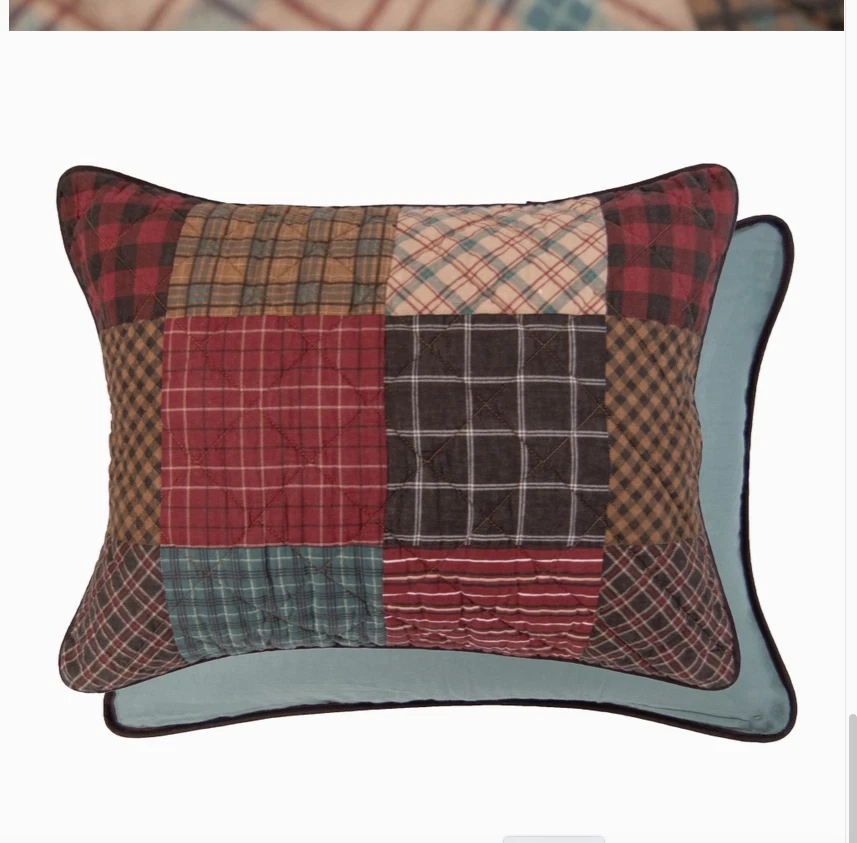 Juego de edredón de retazos de algodón para cabaña de campo ropa de cama rústica para casa de campo Foto 4 de 4