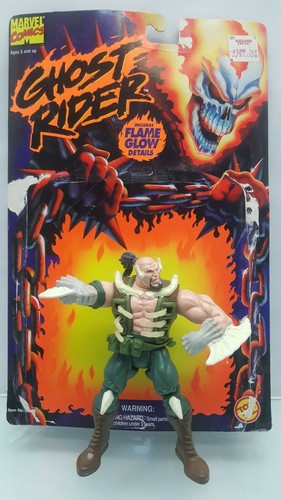 GHOST RIDER Skinner Action Figure Marvel 1995 TOY BIZ Extending Rib & GLOW DARK