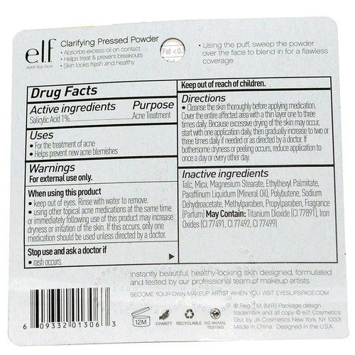 ELF Clarifying Pressed Powder Apricot Beige 1301 Eliminates Shine +Prevents Acne - Picture 6 of 24