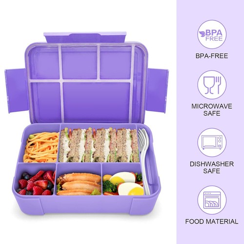 Kinder Lunch-Box 5 Fächern mit Geschirr & Soßendose, Essensbox für Arbeit,Schule - Bild 11 von 26
