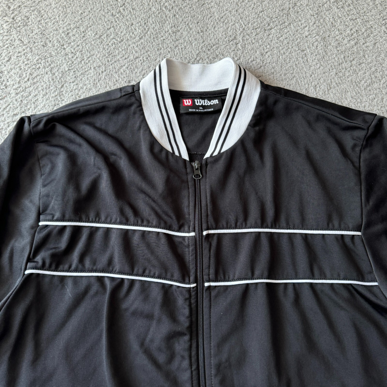 Wilson Men's XL Black & White Lined Bomber Jacket for Outdoor Wear