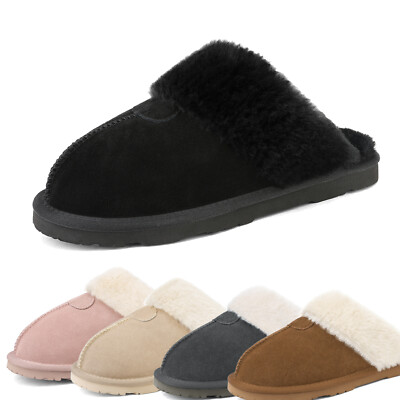 Women House Slippers Fuzzy Fluffy Faux Fur Comfortable Slip On Indoor Slippers
