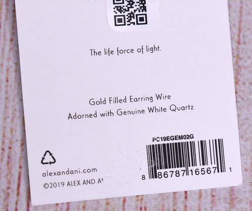 NEW Alex and Ani Genuine White Quartz Gold Filled Wire Earrings - Picture 4 of 4