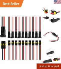 12-Pack 2-Pin Waterproof Connector Kit - 16 AWG Quick Disconnect for Vehicles