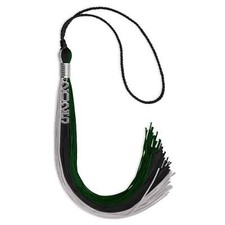 Endea Graduation Black/Hunter Green/Silver Tassel with Silver Stacked Date Drop