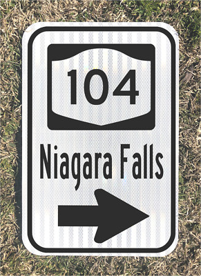 NIAGARA FALLS New York Highway 104 road sign 12''x18'' DOT style - waterfall T